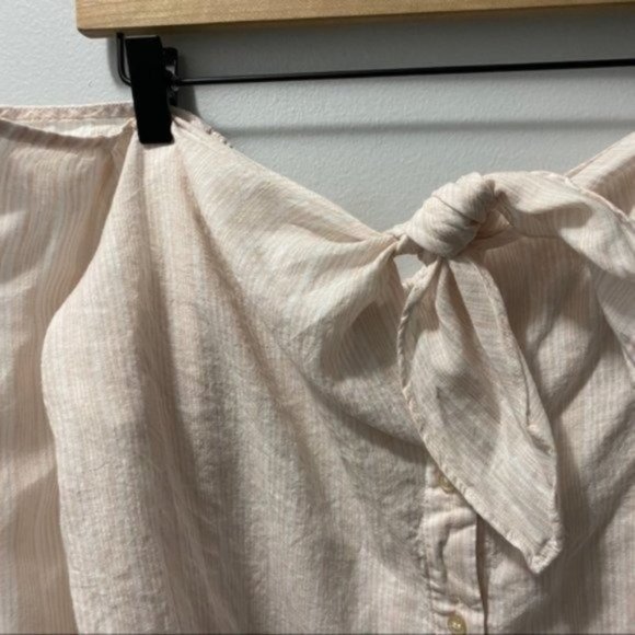 Free People Pink Hello There Beautiful Striped Off Shoulder Top - Picture 5 of 9